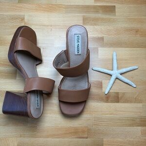 Steve Madden Women’s Kaia Leather Slip On Platform Sandals, Size 8